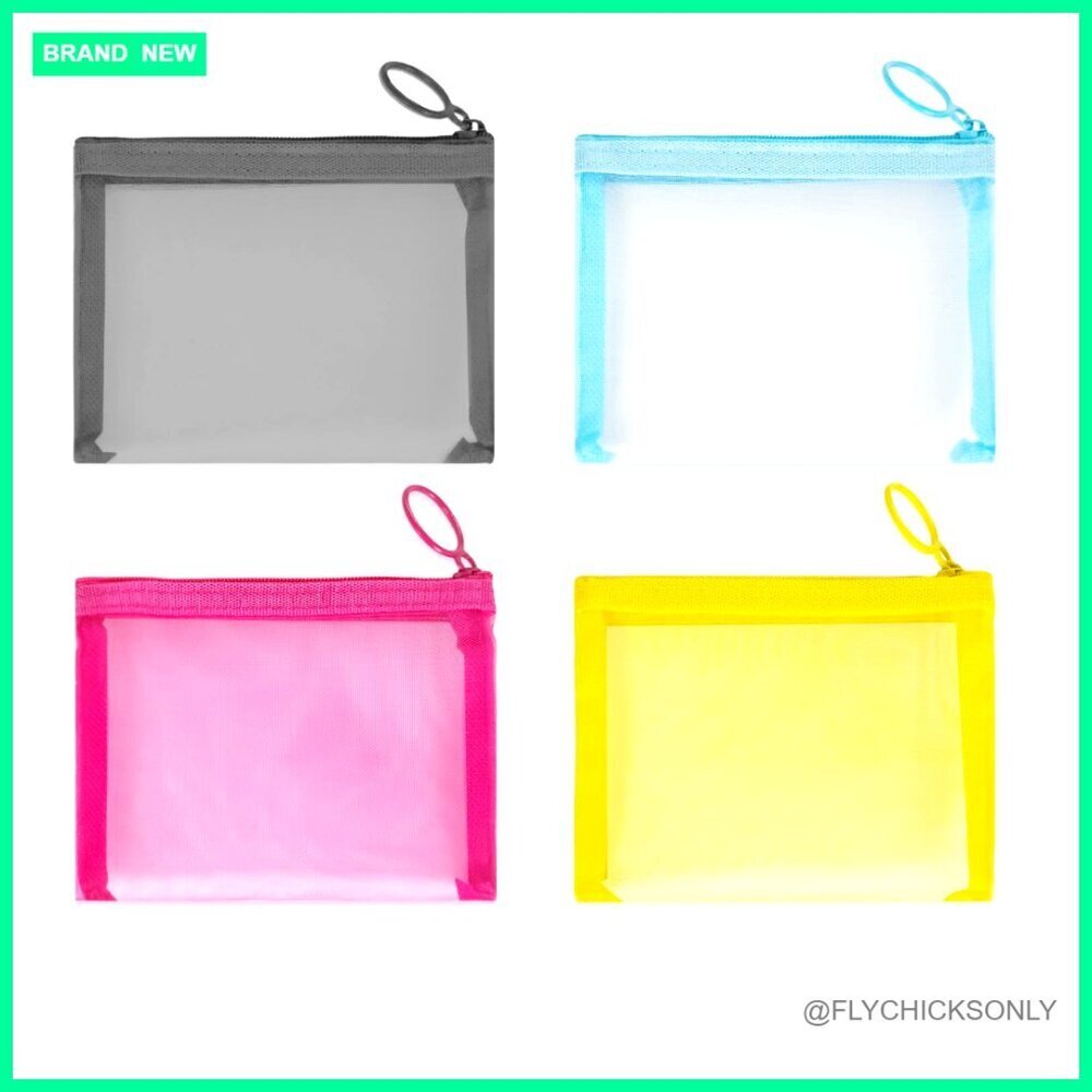 Mini Mesh Zipper Pouches 4 Pack Nylon Cosmetic Travel Organizer
